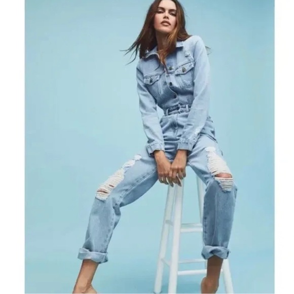 Retrofete Pants - Retrofete Women's Cora Denim Jumpsuit Light Laguna US S New With Tags